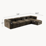 Philo Chenille Low Profile Modular Sectional Sofa (4-Seater+Ottoman)