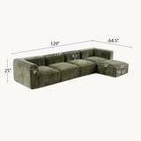 Philo Chenille Low Profile Modular Sectional Sofa (4-Seater+Ottoman)