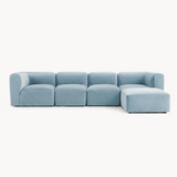 Philo Performance Velvet Low Profile Modular Sectional Sofa (4-Seater+Ottoman)