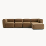 Philo Performance Velvet Low Profile Modular Sectional Sofa (4-Seater+Ottoman)