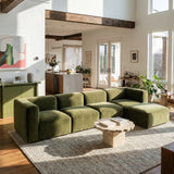 Philo Performance Velvet Low Profile Modular Sectional Sofa (4-Seater+Ottoman)
