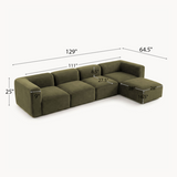 Philo Performance Velvet Low Profile Modular Sectional Sofa (4-Seater+Ottoman)