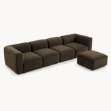 Philo Performance Velvet Low Profile Modular Sectional Sofa (4-Seater+Ottoman)