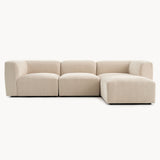 Philo Chenille Low Profile Modular Sectional Sofa (3-Seater+Ottoman)
