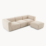 Philo Chenille Low Profile Modular Sectional Sofa (3-Seater+Ottoman)