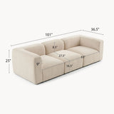 Philo Chenille Low Profile Modular Sofa (3-Seater)
