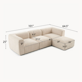 Philo Chenille Low Profile Modular Sectional Sofa (3-Seater+Ottoman)