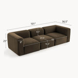 Philo Performance Velvet Low Profile Modular Sofa (3-Seater)