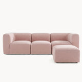 Philo Blush Pink Low Profile Modular Sectional Sofa (3-Seater+Ottoman)