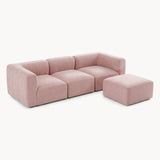 Philo Blush Pink Low Profile Modular Sectional Sofa (3-Seater+Ottoman)