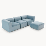 Philo Performance Velvet Low Profile Modular Sectional Sofa (3-Seater+Ottoman)