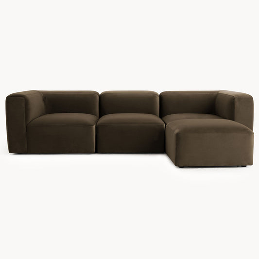 Philo Performance Velvet Low Profile Modular Sectional Sofa (3-Seater+Ottoman)