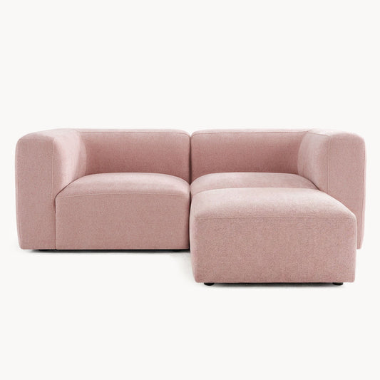 Philo Blush Pink Low Profile Modular Sectional Sofa (Loveseat+Ottoman)