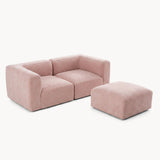 Philo Blush Pink Low Profile Modular Sectional Sofa (Loveseat+Ottoman)