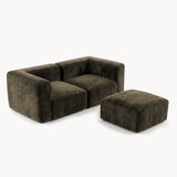Philo Chenille Low Profile Modular Sectional Sofa (Loveseat+Ottoman)