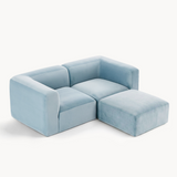 Philo Performance Velvet Low Profile Modular Sectional Sofa (Loveseat+Ottoman)