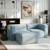 Philo Performance Velvet Low Profile Modular Sectional Sofa (Loveseat+Ottoman)