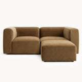 Philo Performance Velvet Low Profile Modular Sectional Sofa (Loveseat+Ottoman)