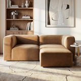 Philo Performance Velvet Low Profile Modular Sectional Sofa (Loveseat+Ottoman)