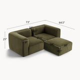 Philo Performance Velvet Low Profile Modular Sectional Sofa (Loveseat+Ottoman)