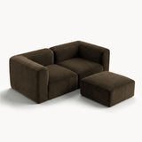 Philo Performance Velvet Low Profile Modular Sectional Sofa (Loveseat+Ottoman)