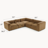 Philo Performance Velvet Low Profile Reversible Modular L Sectional Sofa (5-Seater)