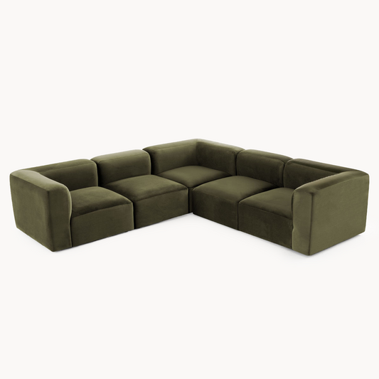 Philo Performance Velvet Low Profile Reversible Modular L Sectional Sofa (5-Seater)