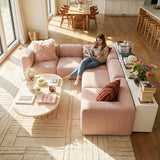 Philo Blush Pink Low Profile Reversible Modular L Sectional Sofa (5-Seater)