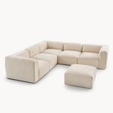 Philo Chenille Low Profile Reversible Modular L Sectional Sofa (5-Seater+Ottoman)
