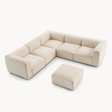 Philo Chenille Low Profile Reversible Modular L Sectional Sofa (5-Seater+Ottoman)