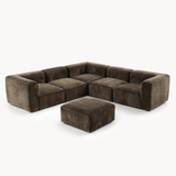 Philo Chenille Low Profile Reversible Modular L Sectional Sofa (5-Seater+Ottoman)