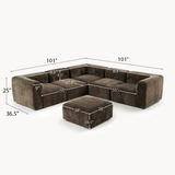 Philo Chenille Low Profile Reversible Modular L Sectional Sofa (5-Seater+Ottoman)