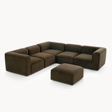 Philo Performance Velvet Low Profile Reversible Modular L Sectional Sofa with Ottoman (5-Seater+Ottoman)