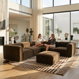 Philo Performance Velvet Low Profile Reversible Modular L Sectional Sofa with Ottoman (5-Seater+Ottoman)