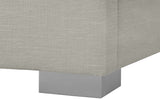 Pierce Mid Century Modern Bed with Deep Channel Tufted Headboard and Elegant Gold & Chrome Legs