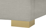 Pierce Mid Century Modern Bed with Deep Channel Tufted Headboard and Elegant Gold & Chrome Legs