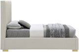 Pierce Mid Century Modern Bed with Deep Channel Tufted Headboard and Elegant Gold & Chrome Legs