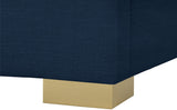 Pierce Mid Century Modern Bed with Deep Channel Tufted Headboard and Elegant Gold & Chrome Legs