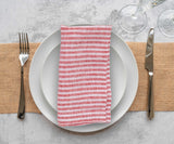 Red Pinstripe Linen Napkins - Set of 4, 8 & More
