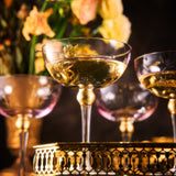 Colored Coupe Art Deco Glasses, Gold | Set of 4 | 8 oz (Pink)