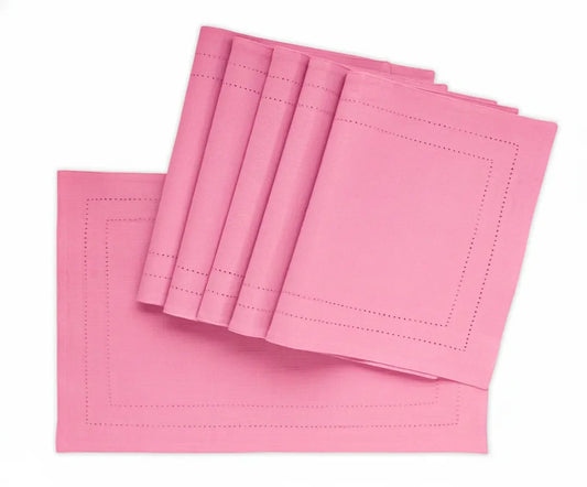 Pink Fabric Placemats - Hemstitched