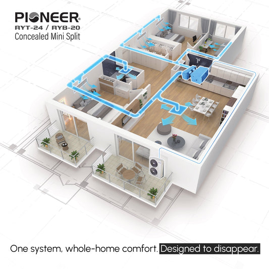Pioneer® Quantum Ultra™ 36,000 BTU 18.7 SEER2 230V Slim-Duct Ceiling Concealed Mini-Split Air Conditioner Inverter Heat Pump Full Set
