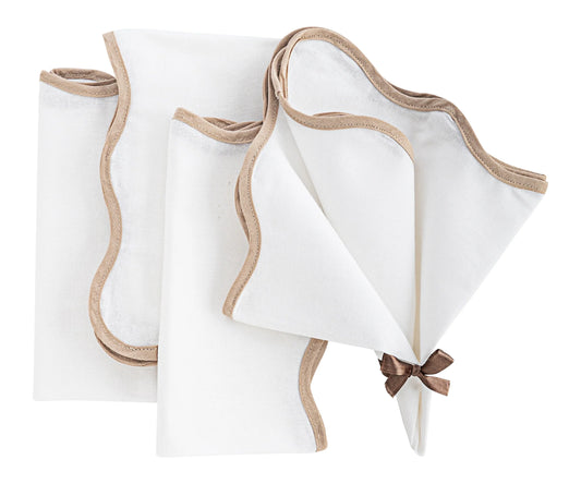 Beige Scallop Napkins - Embroidered Napkins