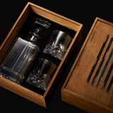 Police Tactical Blue Tattered American Flag Whiskey | 730mL Decanter 2 Whiskey Glass
