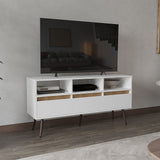 TUHOME Aranjuez 47" Wide Modern TV Stand with Three Drawers, Three Open Shelves, Open-Back Cable Management, Metal Legs, Contemporary Living Room Media Console for TVs up to 60", Storage for Devices, Décor and Entertainment Essentials