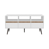 TUHOME Aranjuez 47" Wide Modern TV Stand with Three Drawers, Three Open Shelves, Open-Back Cable Management, Metal Legs, Contemporary Living Room Media Console for TVs up to 60", Storage for Devices, Décor and Entertainment Essentials