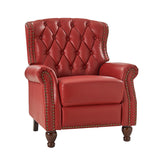 Gabrielle Genuine Leather Living Room Manual Recliner with Nailhead Trim