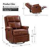 Canace Modern Genuine Leather Manual Glider Rocker Recliner