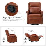 Canace Modern Genuine Leather Manual Glider Rocker Recliner