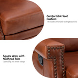 Canace Modern Genuine Leather Manual Glider Rocker Recliner